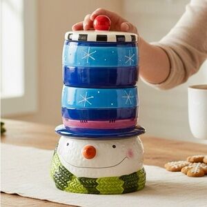 Seasonal Elements Snowman Hat Snack Canister Set